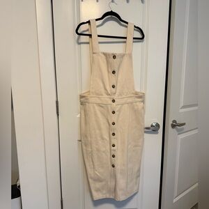Sezane Cream Button-Front Pinafore Dress